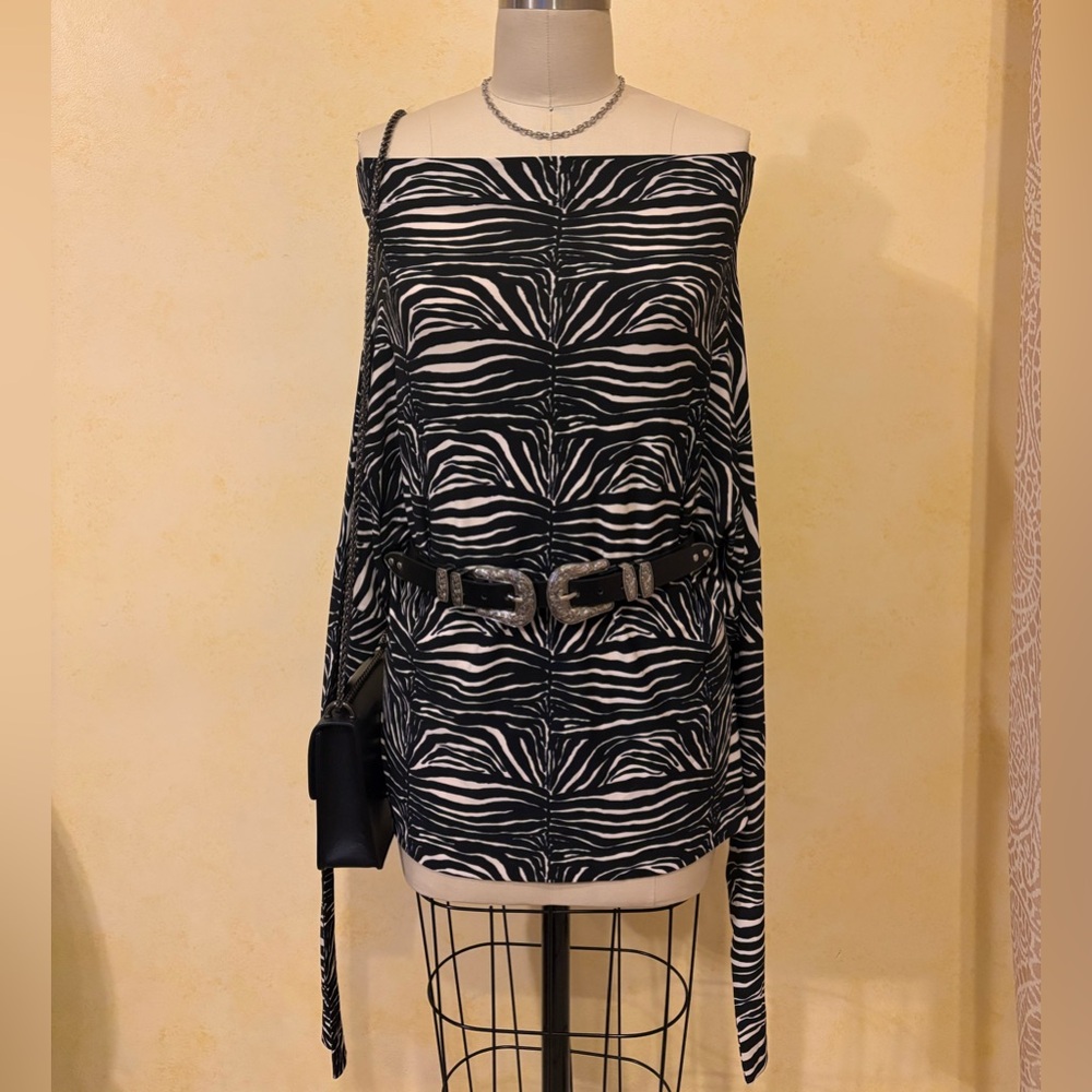 Norma Kamali Zebra Print Off-The-Shoulder Top